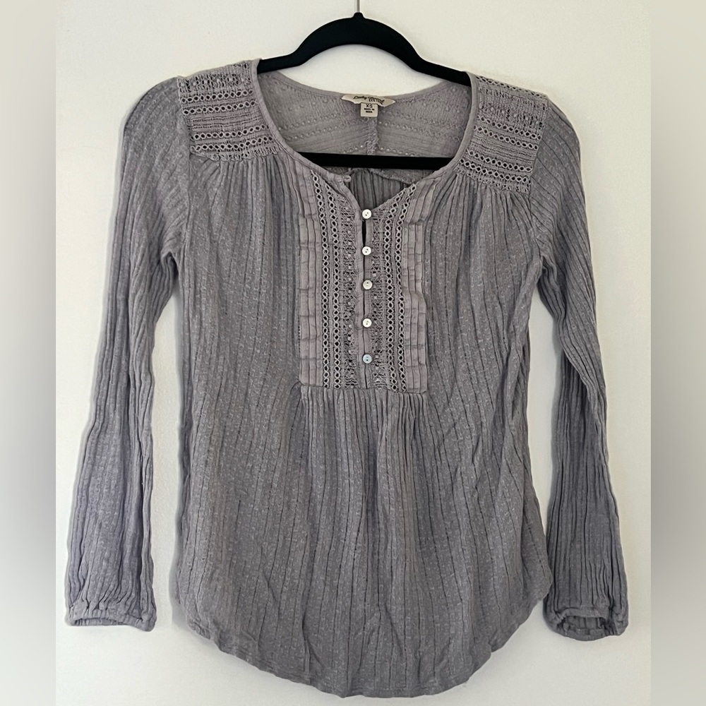 Lucky brand women long sleeve gray xs linen blend